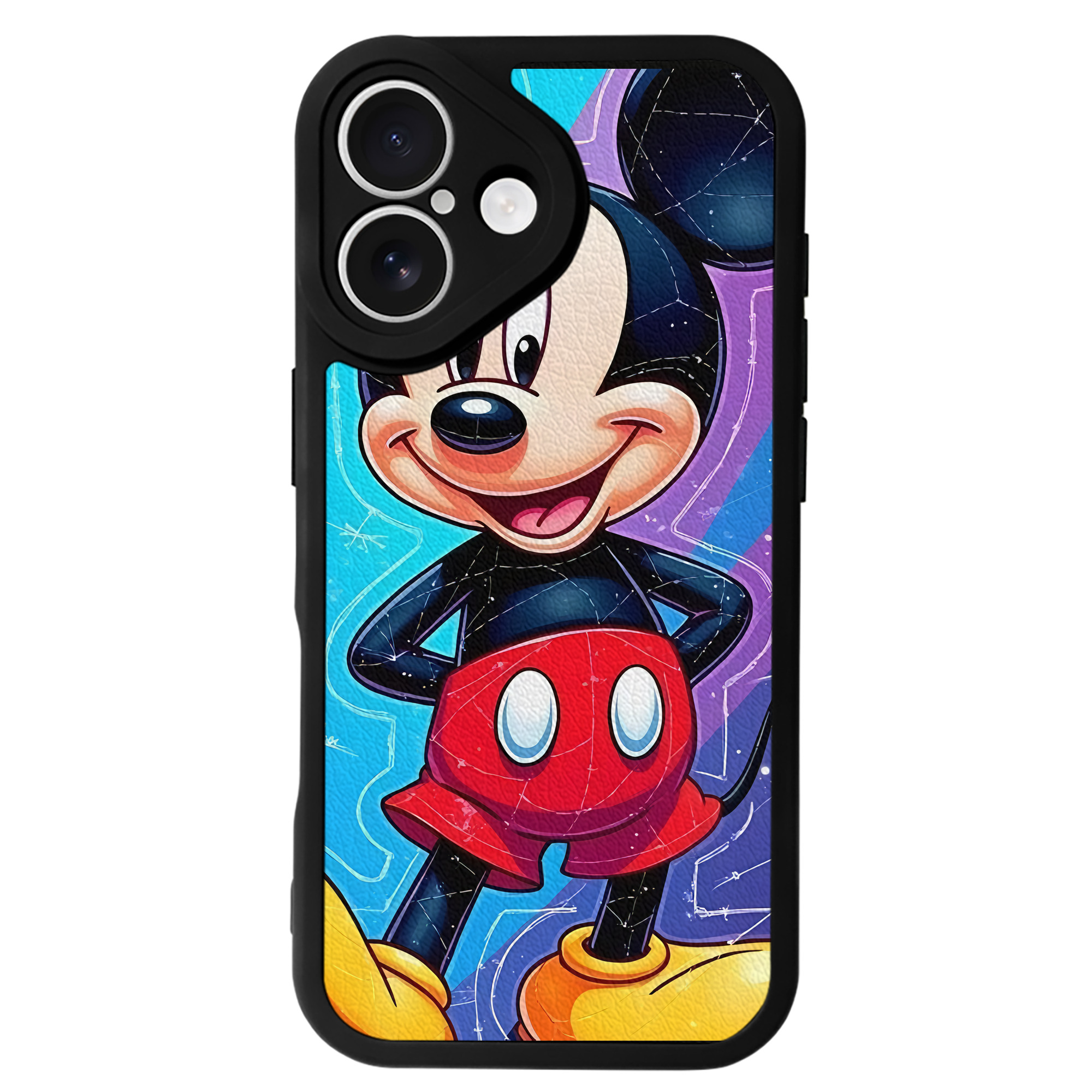 （画像用） ミッキーマウス Mickey Mouse 【iPhone 16シリーズ対応】シリコンスマホケース（レザー調） 材質：シリコン